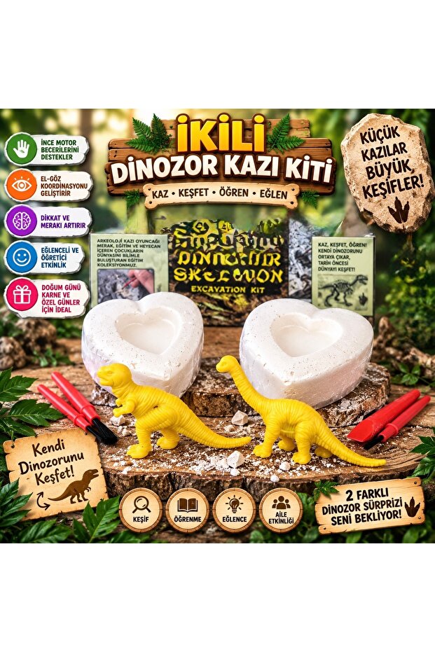 Double Heart Shaped Dinosaur Excavation Toy Activity Activity Project Set