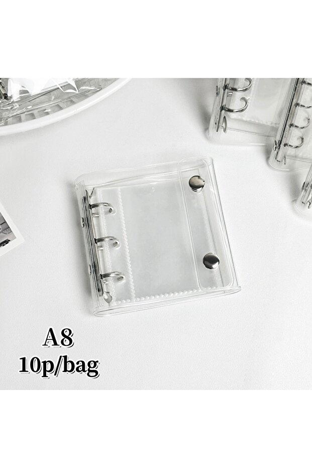 A8 and 10p M5/A8/A7/A6 Transparent Binder, Sticker Book, Sticker Storage Book, Double-Clasp Soft Lea