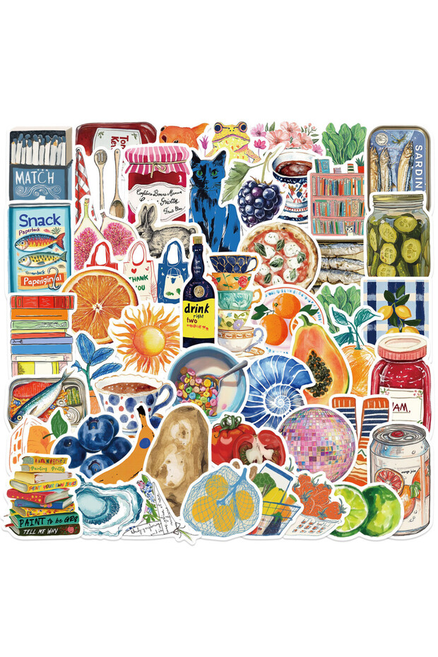YCK108 50Pcs Mediterranean Aesthetic Graffiti Stickers - Waterproof DIY Decor for Guitars, Notebooks
