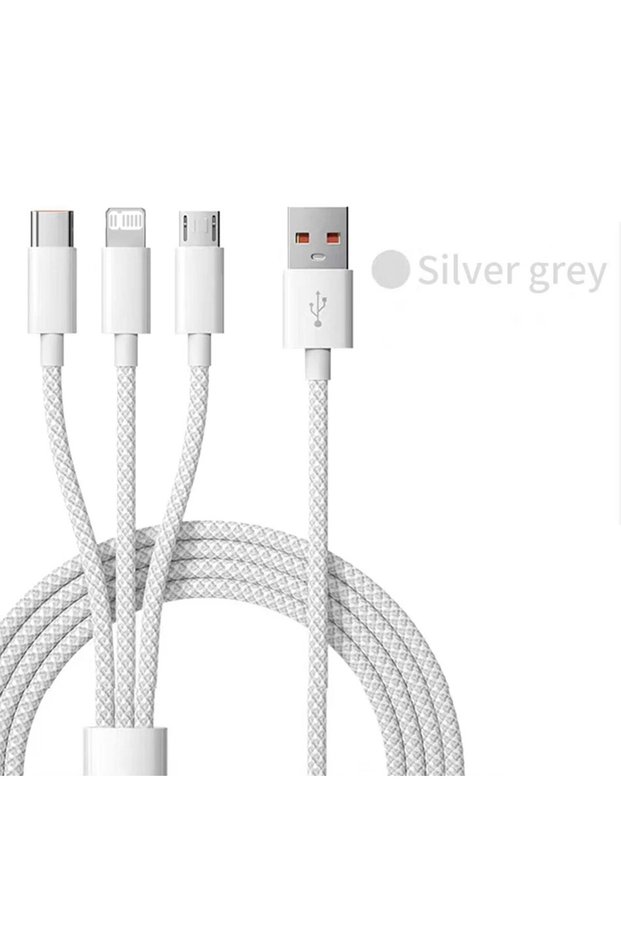 1.2 m White 6A 3 In 1 USB Type C Cable 66W Super Fast Charging Cables for Huawei Xiaomi Samsung OPPO