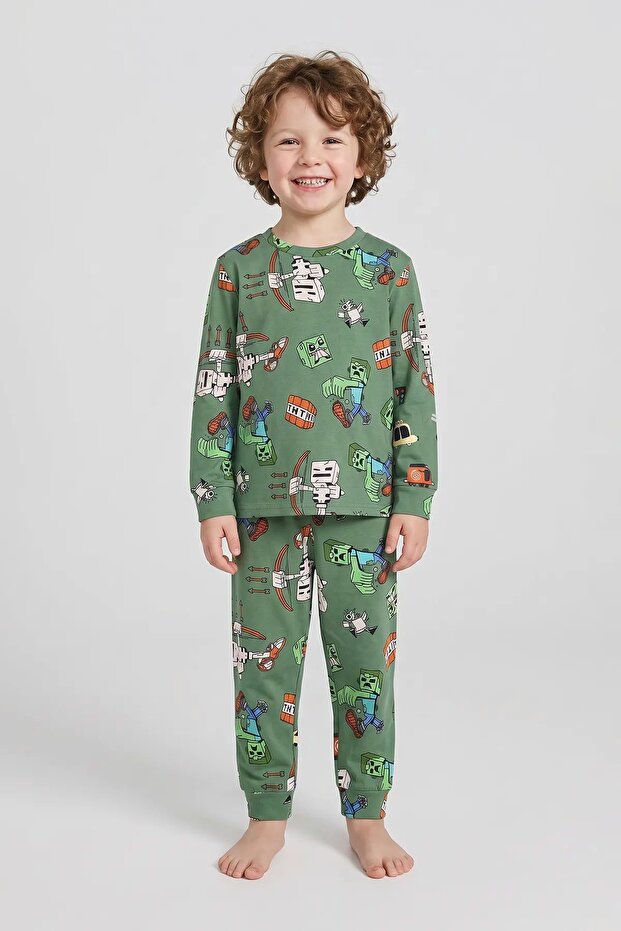 Computer Game Patterned Boys' Pajama Set