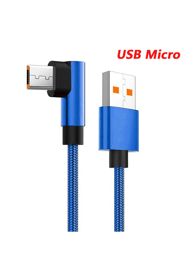 USB-A to Micro USB 0.25m Blue NNBILI 90Degree Elbow Micro USB 2.4A Fast Charging Data Cable Phone Fo