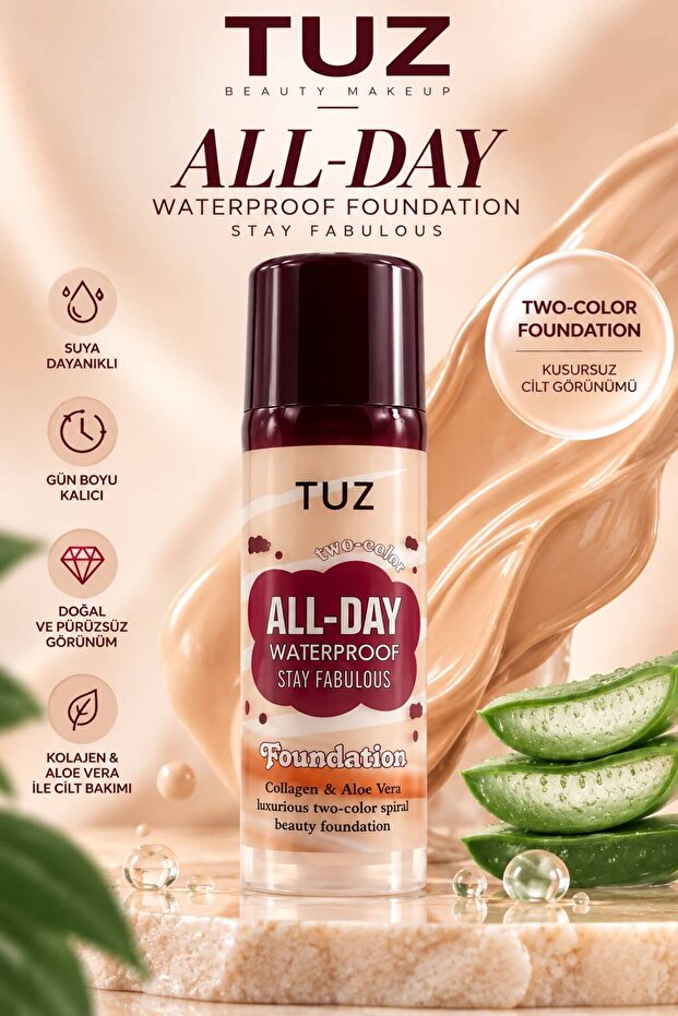 Foundation Waterproof with Collagen & Aloe Vera Extract 40 Ml.