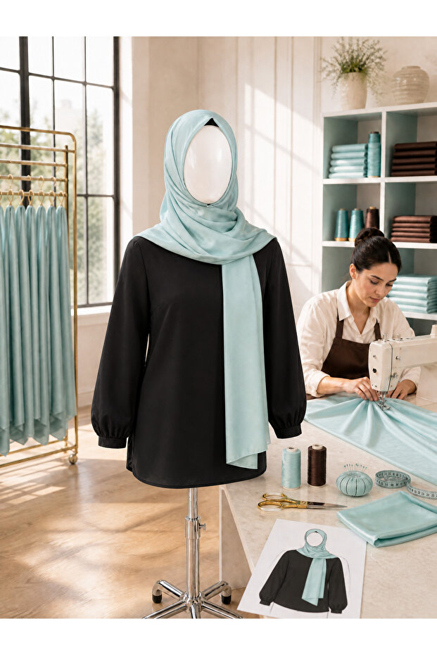 Muslima French Chiffon Fabric Shawl Mint