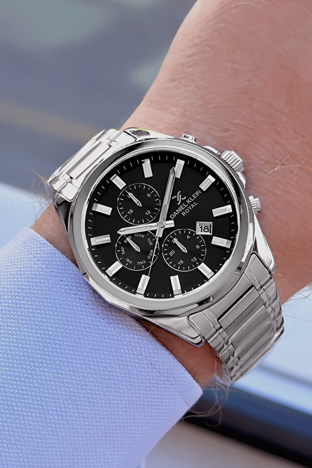 Gift Original Men's Watch with Calendar 3 Atm Water Resistant Silver Color Steel Band Dkh4575C3