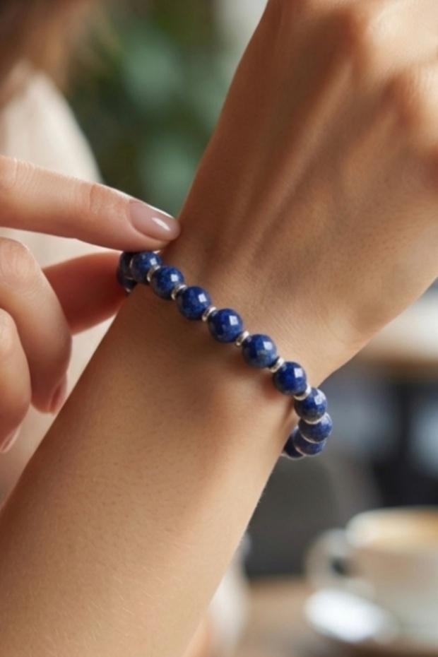 Lapis Lazuli Natural Stone 8mm Faceted Cut Bracelet