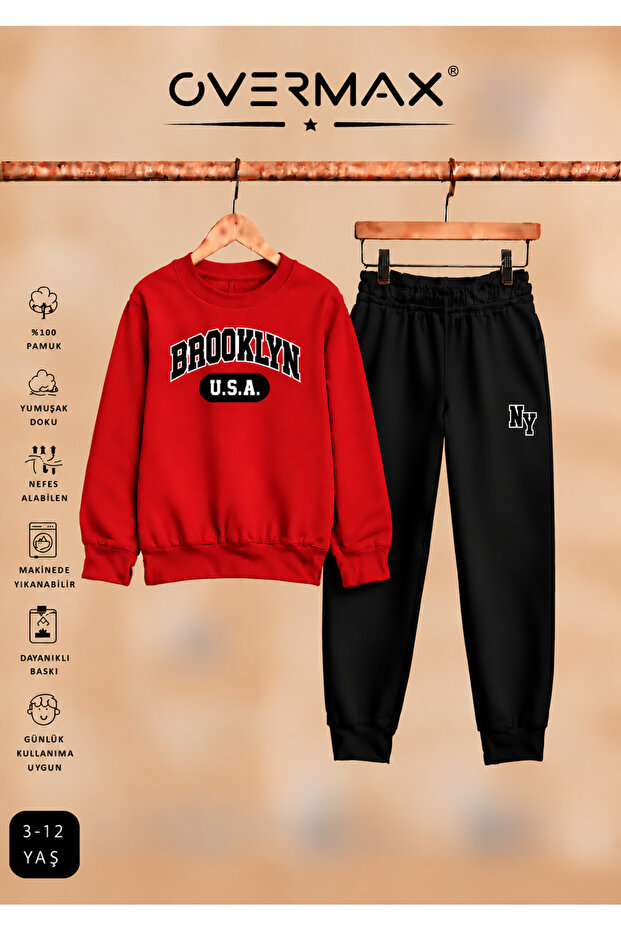 Brooklyn Printed Children's Hoodless Tracksuit Set – Ages 3-12
