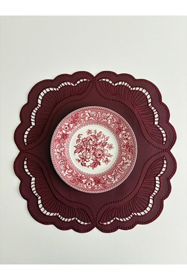 Siena - Leather Hole Work American Service Burgundy - 39X39 cm 1 Piece
