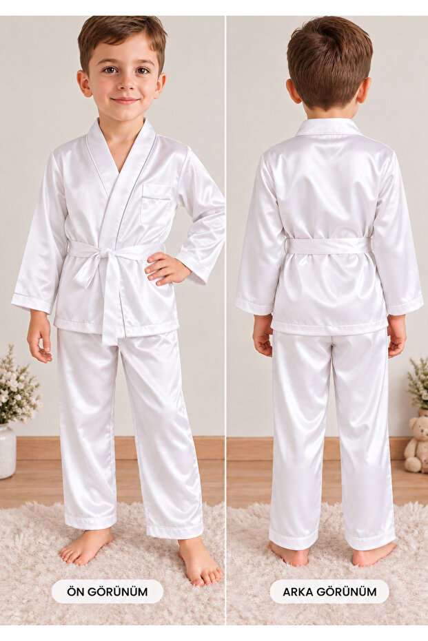 Boy's Circumcision Seasonal Belted Satin Pajama Set