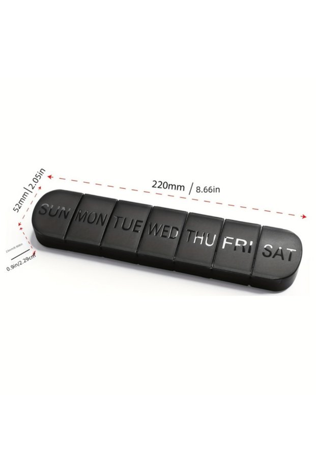 black Weekly Pill Case Portable 7 Days Medicine Tablet Box Travel Drugs Storage Organizer Vitamin Fi