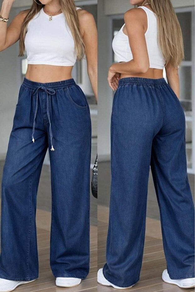 Women's High Waist Elastic Lace-Up Jeans