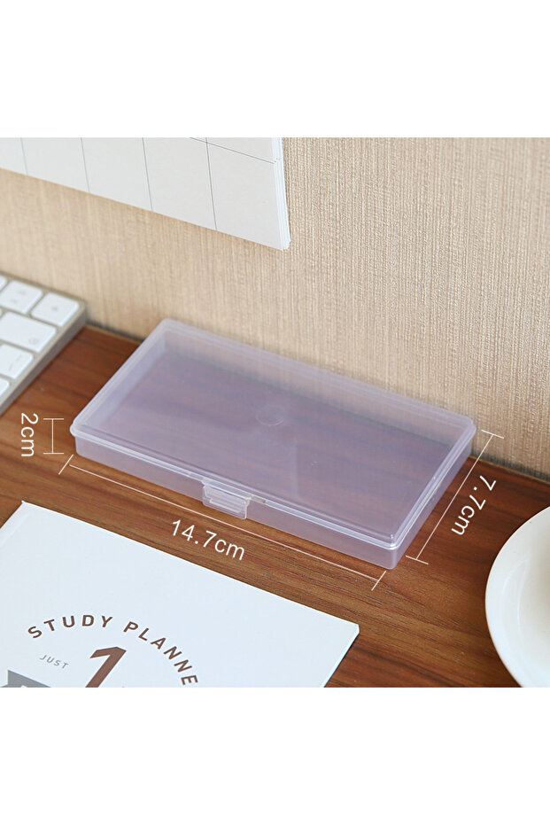Small 1 PC Plastic Transparent Box Stationery Stickers Plastic Storage Box Organizer Container Art T