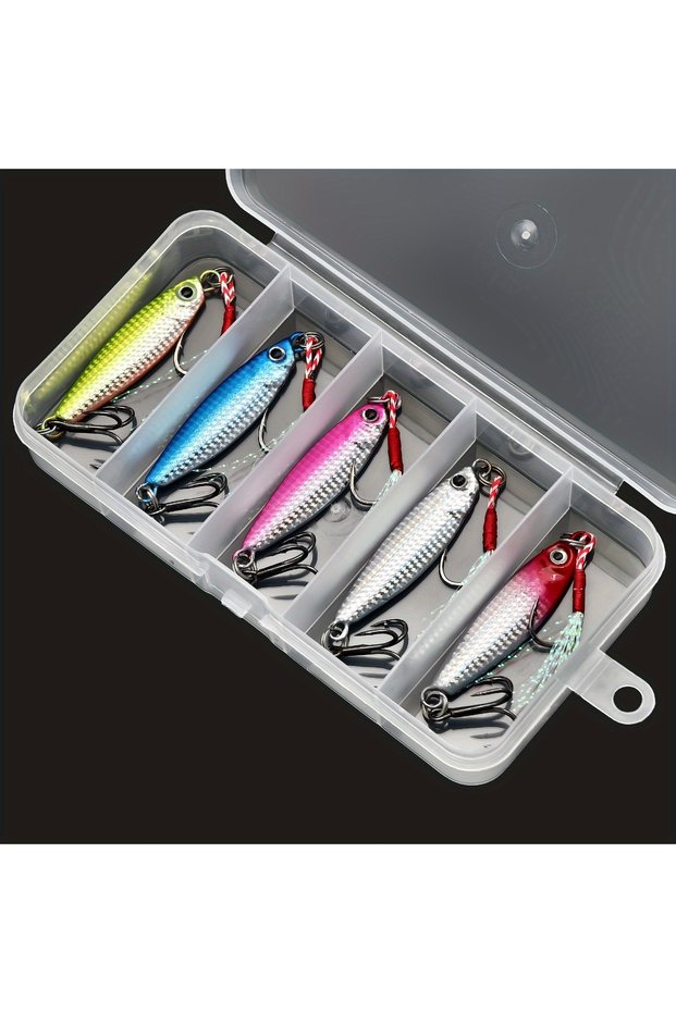 FCP-587 ANFS 5pcs 10gMetal Jig Fishing Lures Set - Artificial Bass Baits,Trout Jigging Lure for Fres