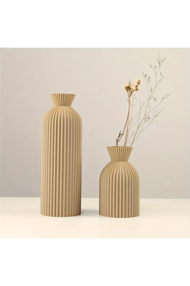 Khaki-S L Elegant Black Plastic Vase - Boho Chic Decorative Centerpiece for Home, Office, and Living