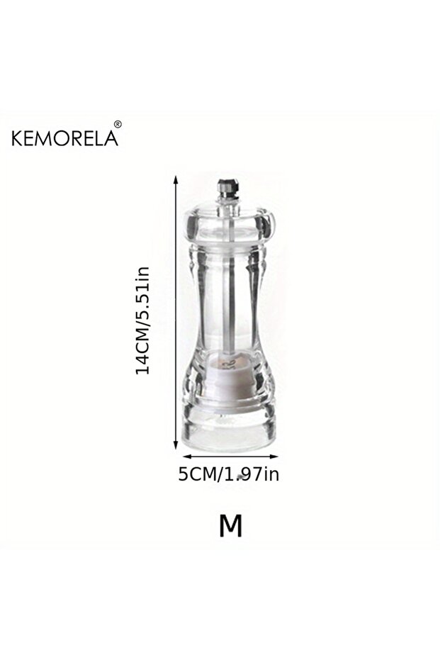 M KEMORELA 1PCS Spices Mill Shaker Acrylic Manual Pepper Grinder Salt Spices Mill Shaker Transparent