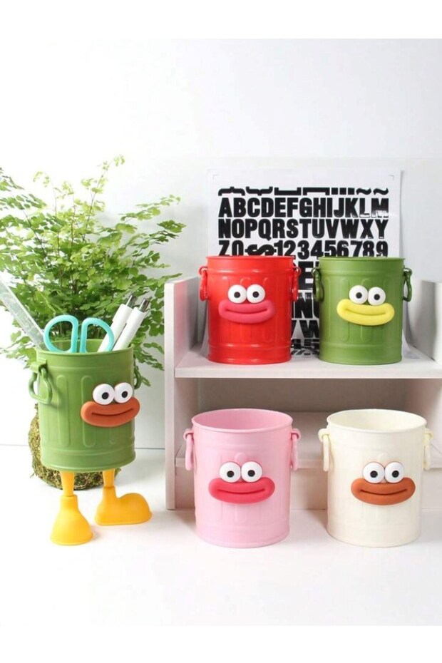 DIY Cute Legged Bucket Pen Holder - 6 Pieces / 6 Color Options (Height 15.5 cm)