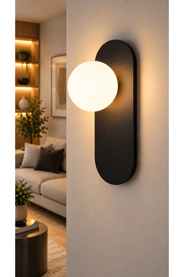 1 Piece Ellipse Sconce Metal Sconce Glop White Glass Wall Lamp Modern for Bedroom-Bedside-Bathroom