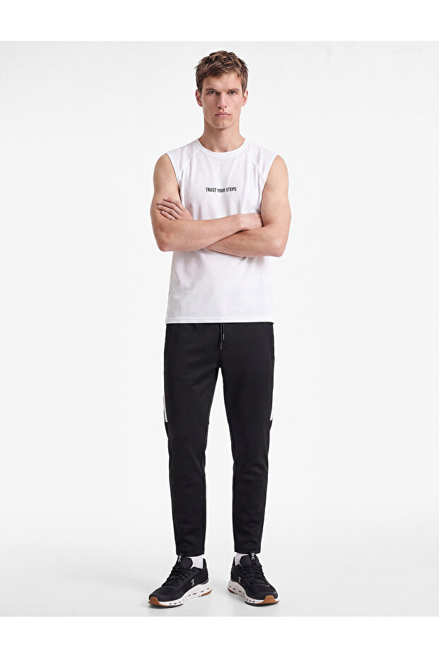Scuba Fabric Pocketed, Ribbed, Lace-Up Waist Sweatpants