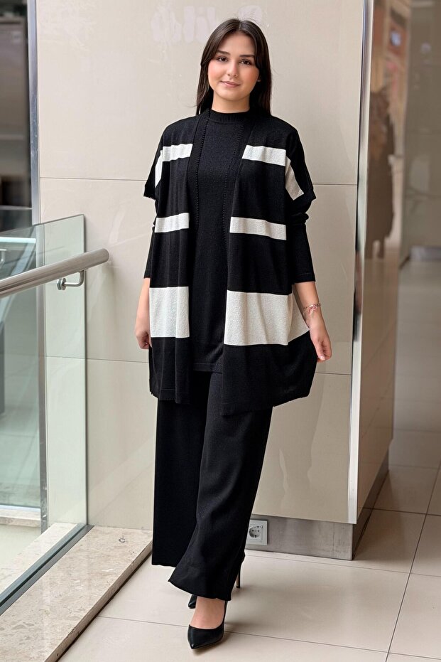 Sim Mercerized Drawstring Tunic Vest Trousers 3-Piece Set