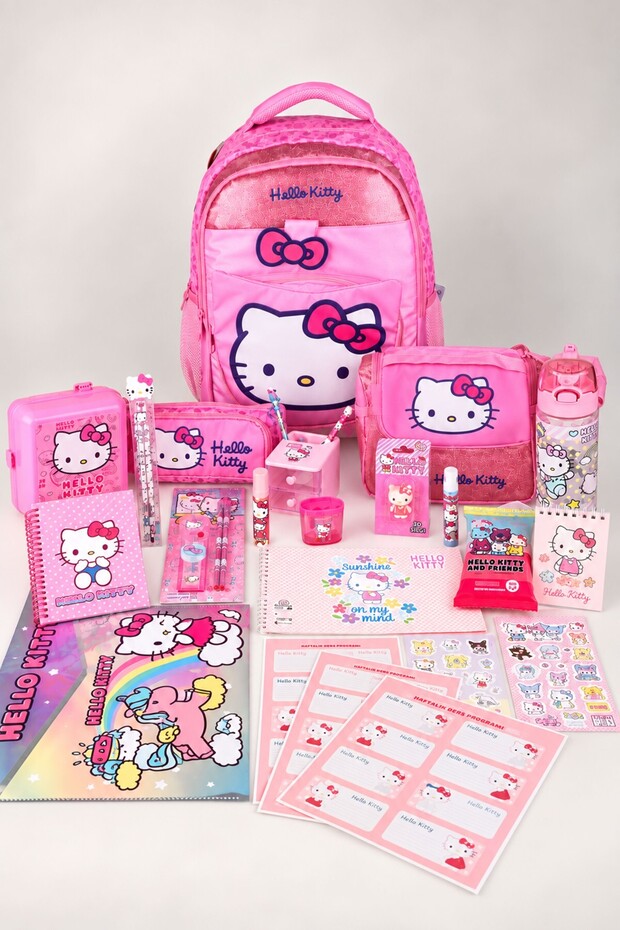 X Dekomus Licensed Glitter Bow Collection Full Stationery Set School Bag, Thermos Lunch Box and Pencil Bag Set