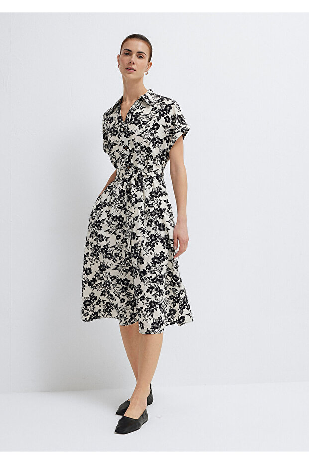 Linen Blend Printed Dress 1310742-91637