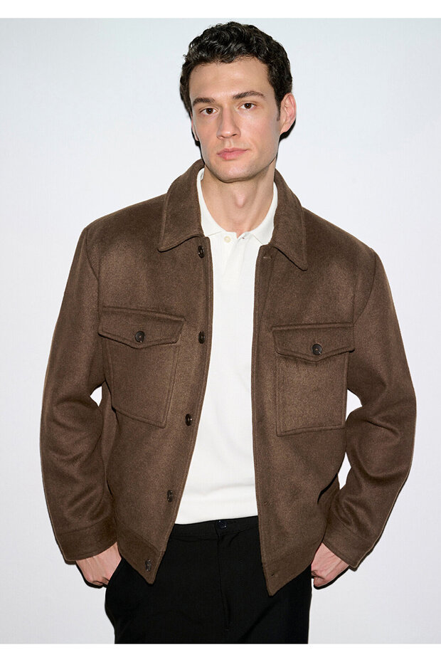 Wool Blend Brown Jacket Loose Fit / Relaxed Fit 0110799-71593