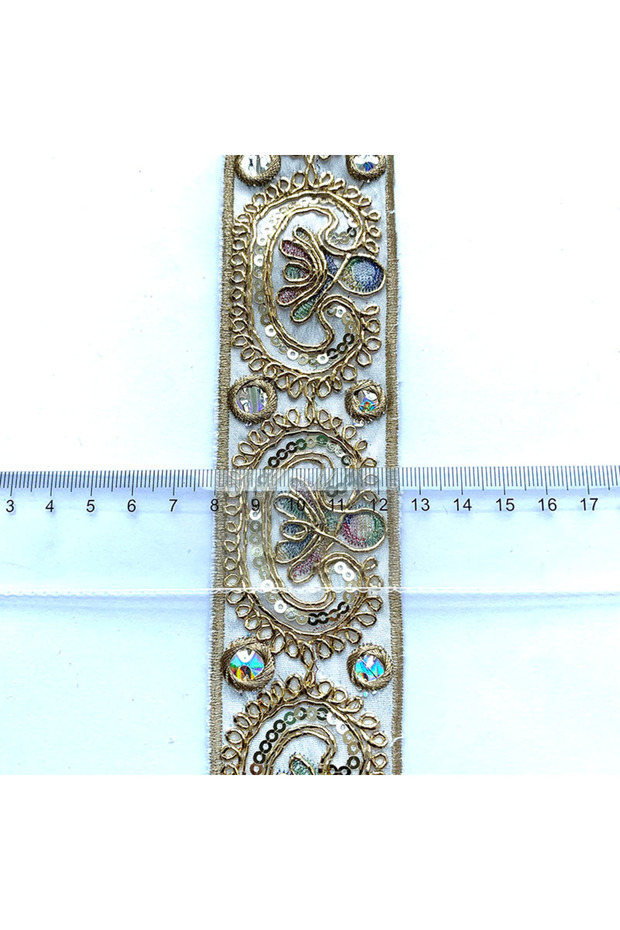 2 meters big golden 2m/6.56ft Each Pack Big Wide Organza Embroidery Trims Lace Flower Curtain Access