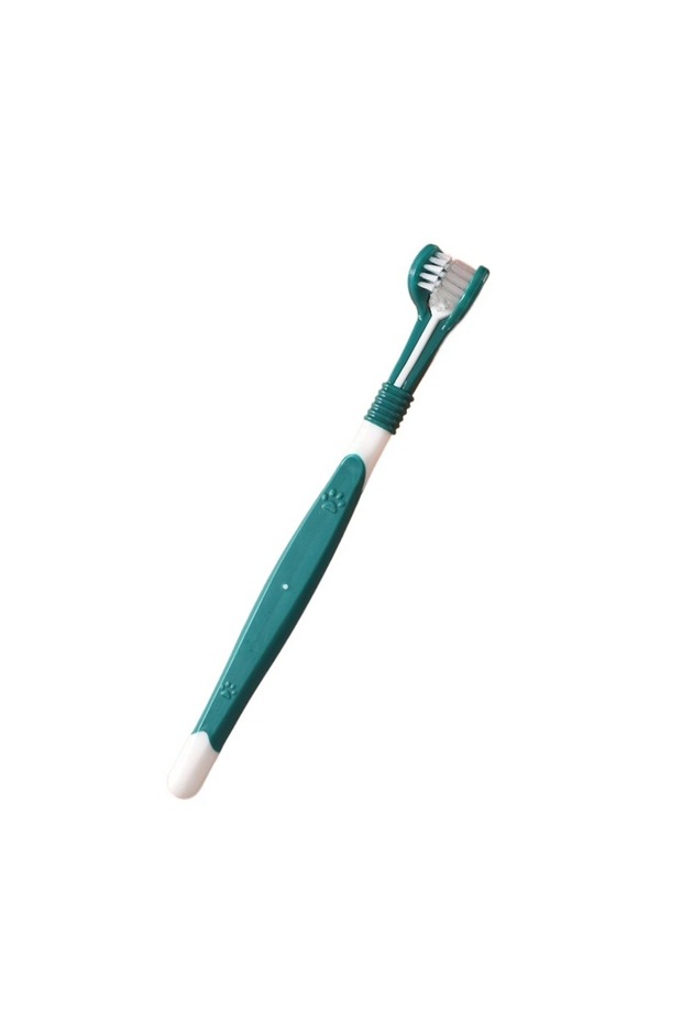 Dark green 3-Sided Pet Toothbrush Dog Plastic Toothbrush Removing Bad Breath Tartar Cleaning Mouth P