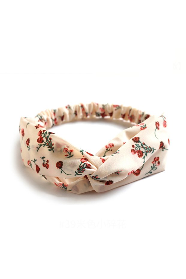 39 beige Fashion Women Girls Summer Bohemian Hair Bands Print Headbands Vintage Cross Turban Bandage