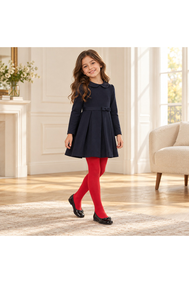 Pink Bunny Plain Patterned Pantyhose - Red