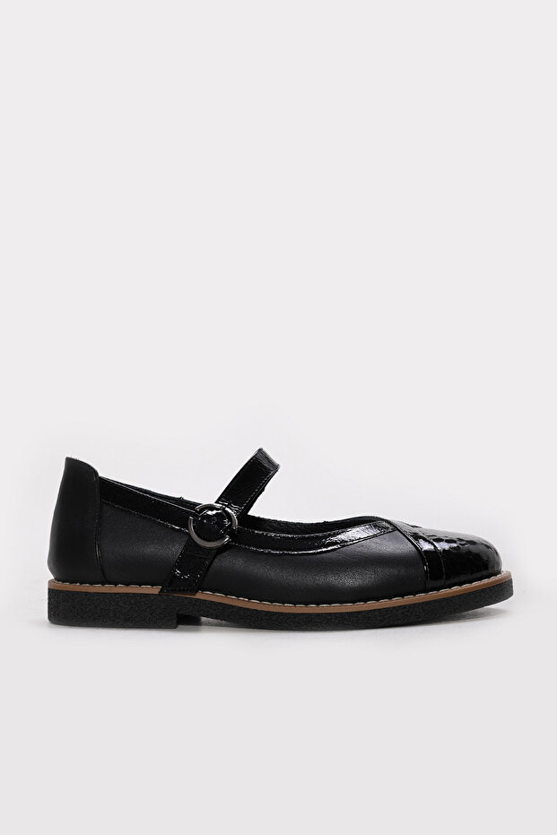 Genuine Leather Black Crocodile Women's Ballerina Shoes 217Za95