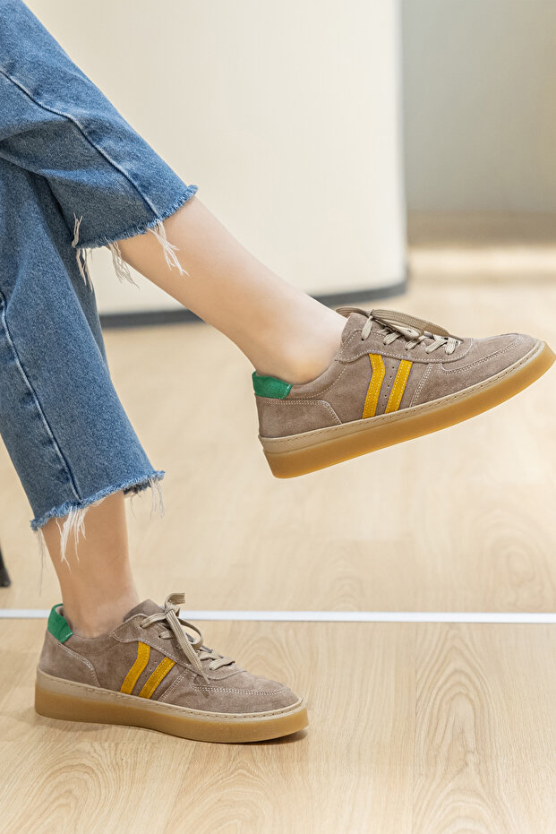 Genuine Leather Sand Suede Women's Casual Shoes 581Za1421