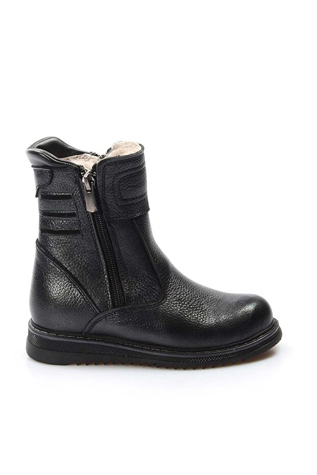 Genuine Leather & Fur Black Unisex Children's Classic Boots 770Kfa202