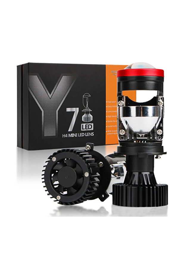3000LM H4 2pc Y7-H4 2pcs 100W Y7D H4 Super Bright LED Headlight Car H4 Mini Projector Lens Bulb 6000