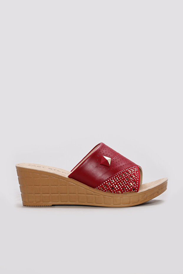 Red Women's Wedge Heel Slippers 158Za650