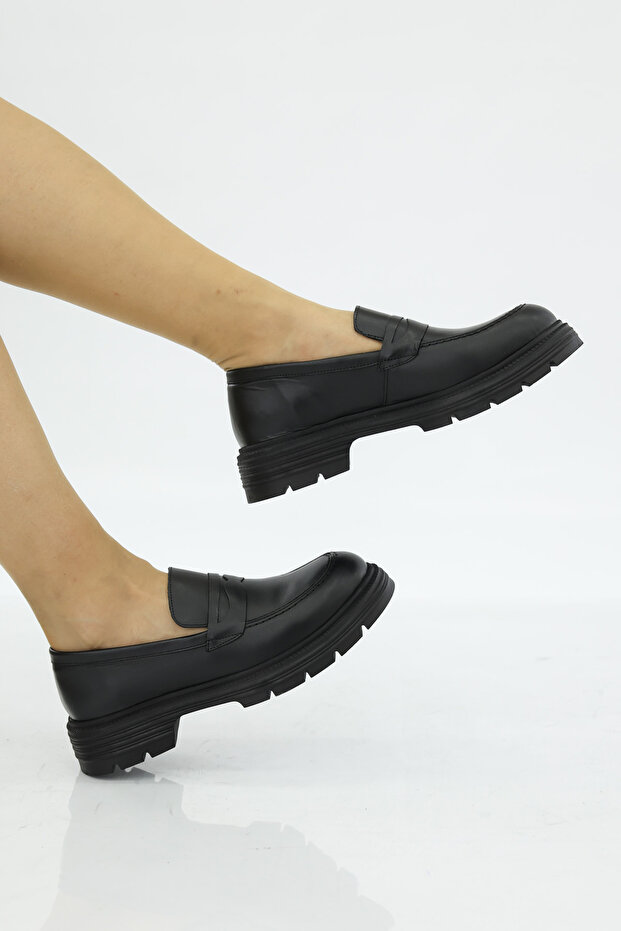 Genuine Leather Black Women's Casual Shoes 217Za610-34