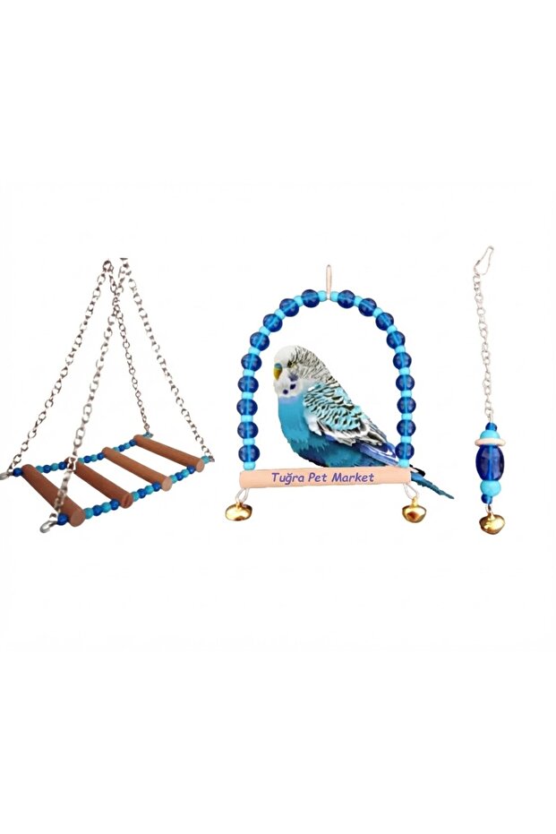 First Quality Wooden Perch Toy and Swing Set for Budgies