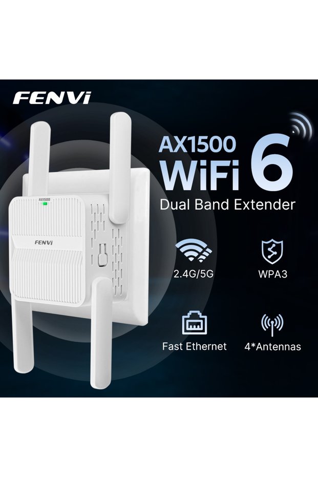 US Plug FENVI 5Ghz AX1500 WiFi 6 Repeater Extender Signal Booster Dual Band 2.4G/5GHz Wi-Fi Signal A