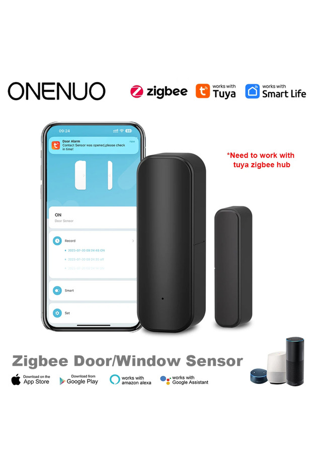 Zigbee WiFi or ZigBee Door Window Sensor Smart Home Wireless Door Open Close Detectors APP Remote Al