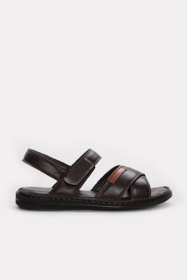 Genuine Leather Brown Men's Classic Sandals 128Ma216