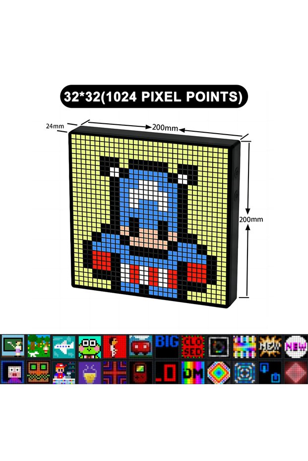 32x32 USB Plug LED Pixel Display 64x64 RGB LED Matrix Panel Programmable Pixel Art Display with Blue