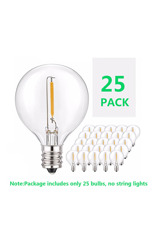 عبوة من 25 مصباح LED خارجي من نوع E12 بجهد 220-240 فولت (6/25 قطعة) مناسب لسلسلة إضاءة LED الكروية
