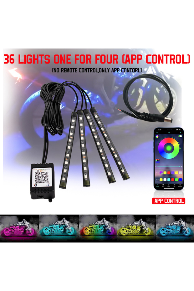 36LED APP Led Motorcycle Atmosphere Light Decorative Ambient Light Strip Neon Lamp Flexible RGB APP