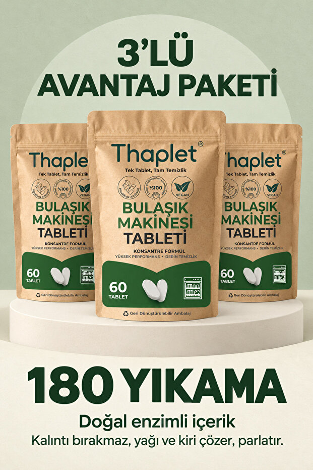 Natural Enzyme-Containing Dishwasher Tablets 180 Pieces