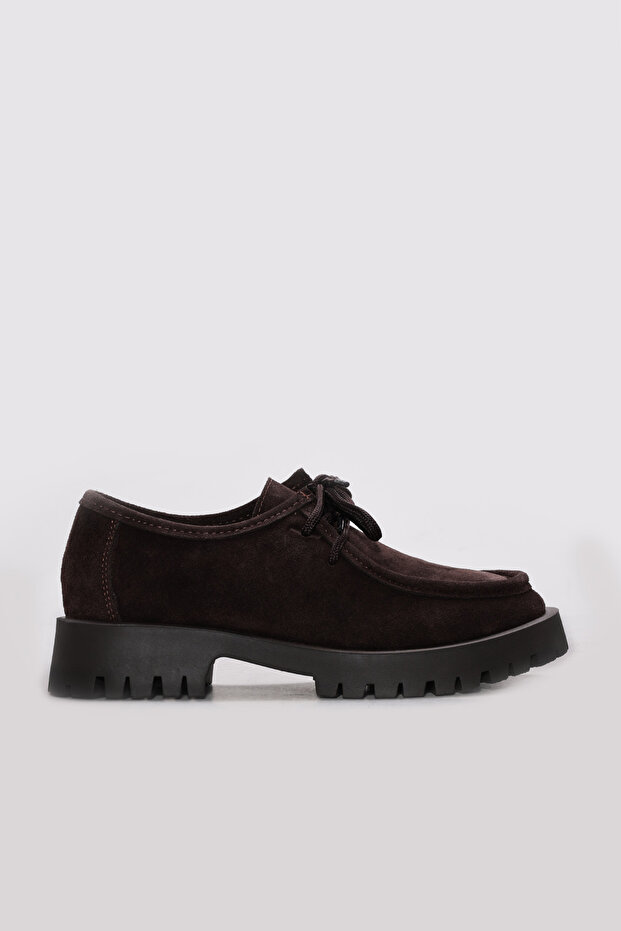Genuine Leather Brown Suede Women's Casual Shoes 581Za2847