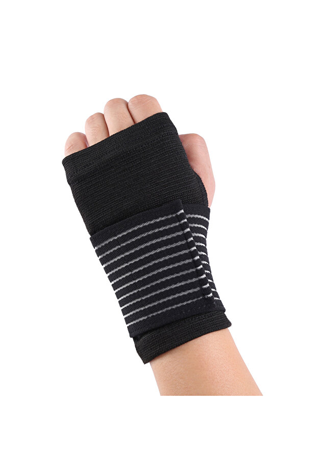 black 2pcs Elastic Wrist Support with Strap Carpal Tunnel Wristband Adjustable Wrist Brace for Arthr
