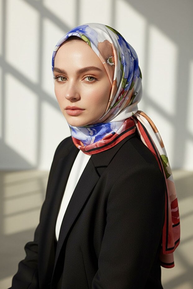 Women's Luxury Medina Silk Shawl Beige - Claret Red