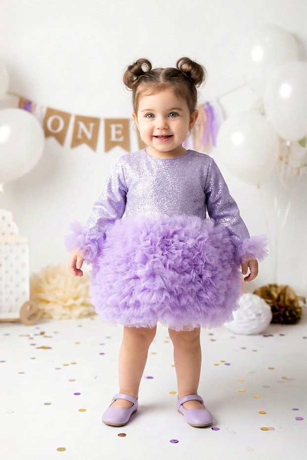 Baby Girl Dress Girls' Dress Birthday Party Wedding Tutu Tulle Long Sleeve Lined Dress