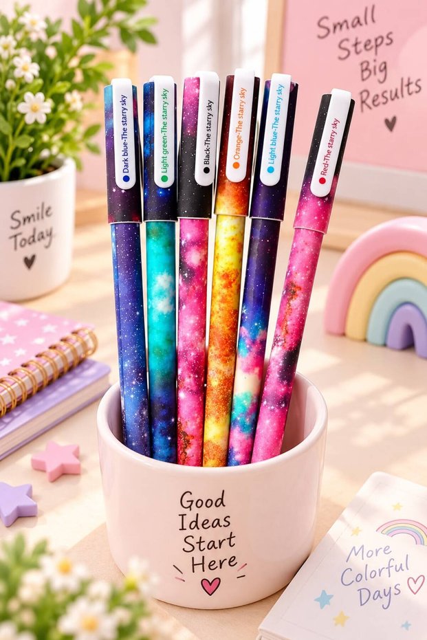 Galaxy Color Gel Ballpoint Pen Set of 6