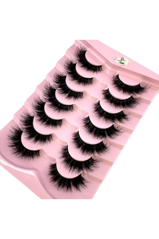 7 pairs 6D-H42 HBZGTLAD 7 Pairs Lashes 3D Mink Eyelashes Thick & Fluffy Soft Eyelash Extension Natur